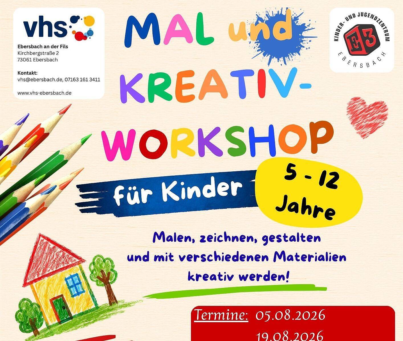 Mal- und Kreativworkshop für Kinder (Alter 5 bis 12 Jahre)
